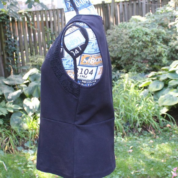 J. Crew Black Lace Detail Sleeveless Peplum Blouse Shell Large - Picture 4 of 7